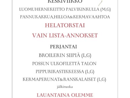 Villa Hainari Lounaslista vko 20