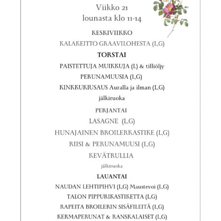 Villa Hainarin lounaslista vko 21