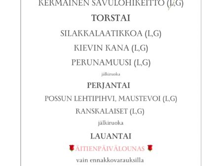 Villa Hainari Lounaslista vko 19