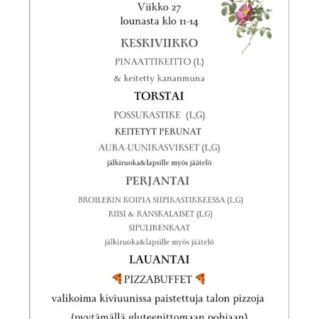 Villa Hainarin ruokalista vko 27