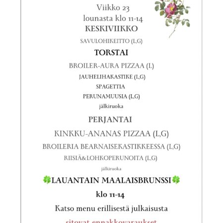 Villa Hainarin Lounaslista vko 23