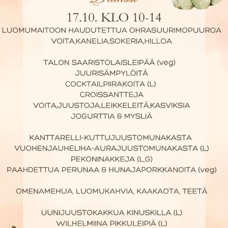 Brunssi la 17.10. Klo 10-14